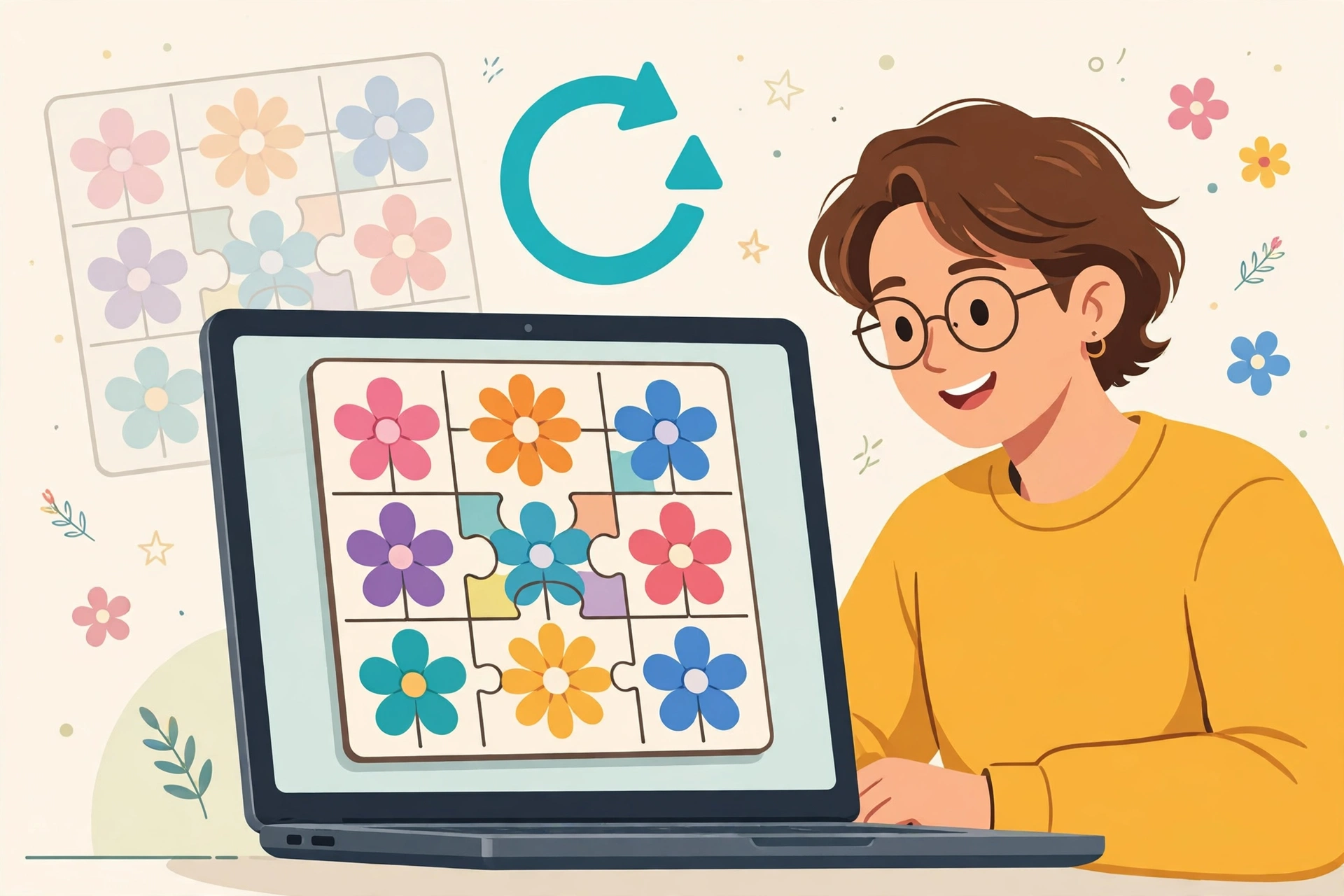 Replaying an older flower word puzzle from an archive