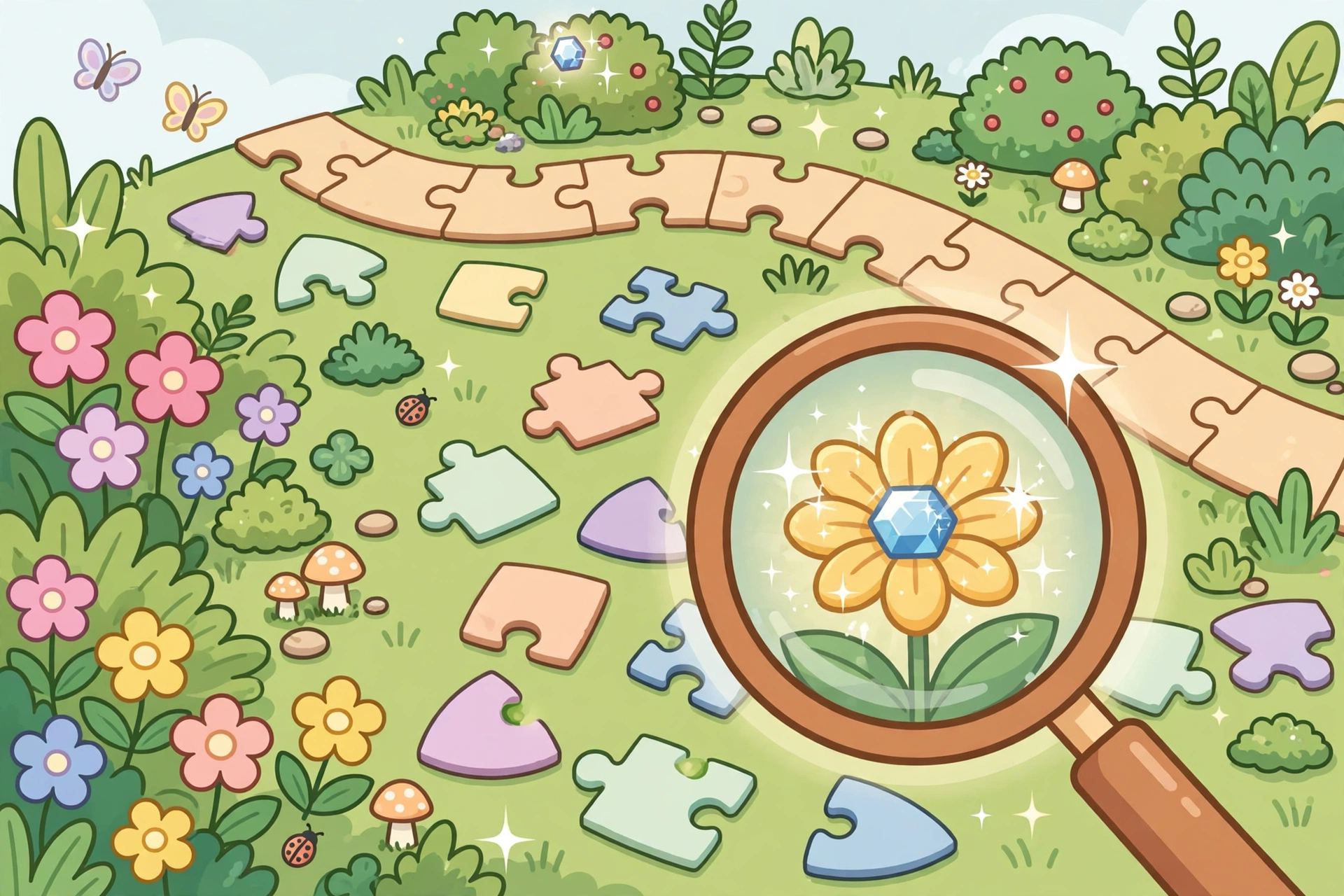 Searching a puzzle garden for a complete seven letter flower