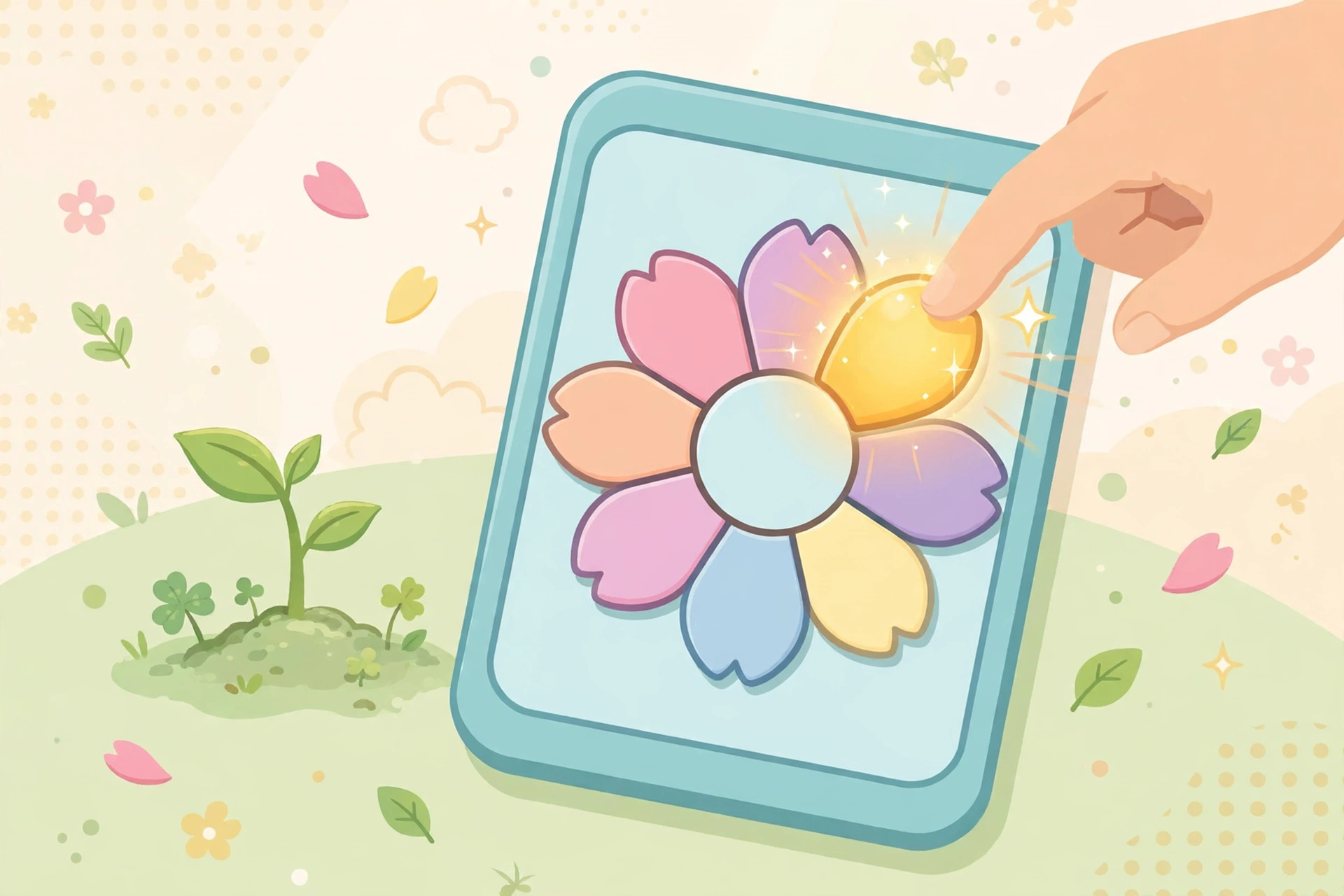 Solving a first flower letter puzzle on a phone