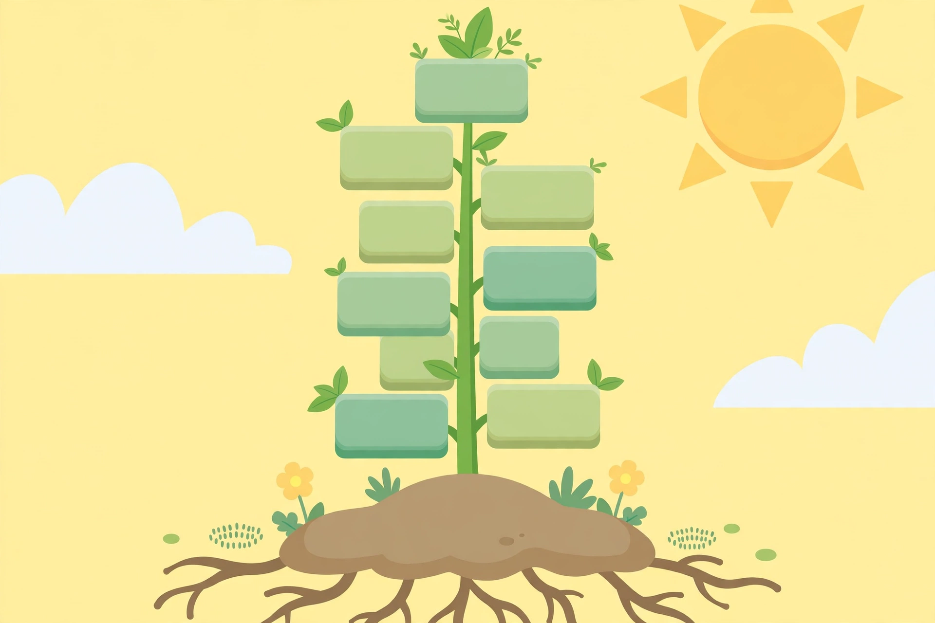 Growing a longer word from a short root by adding endings