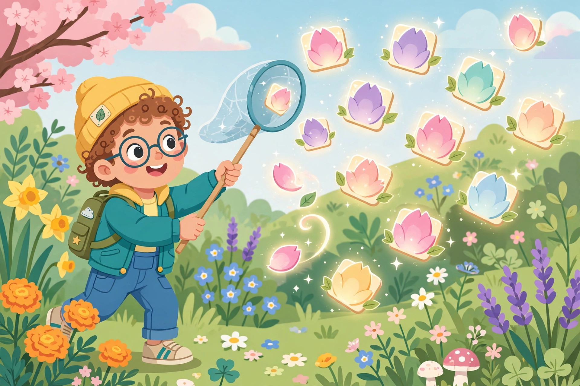 Discovering new words like butterflies in a puzzle garden