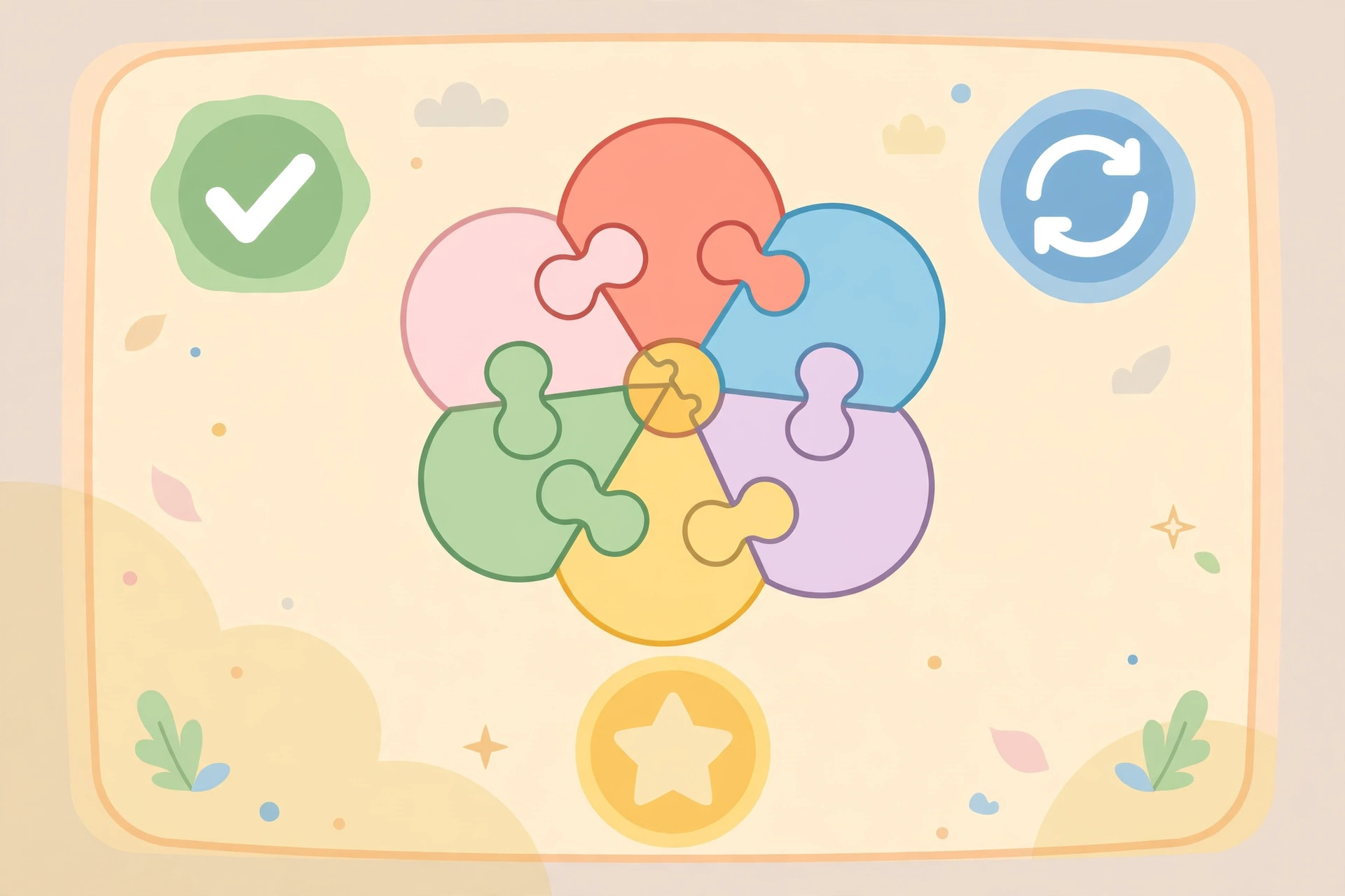 Simple rules board for beginner flower puzzle players