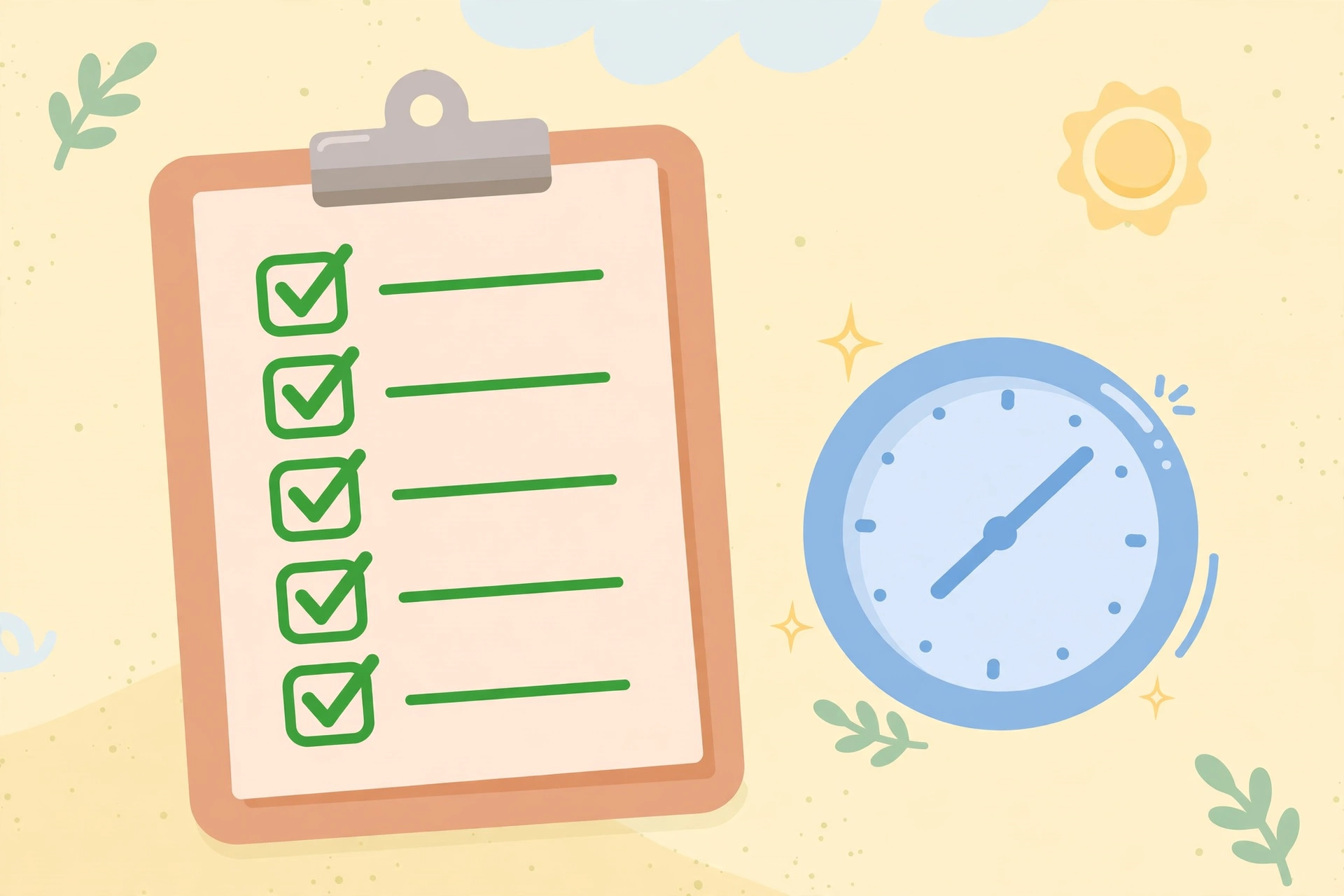 A five step checklist and clock for the daily puzzle routine