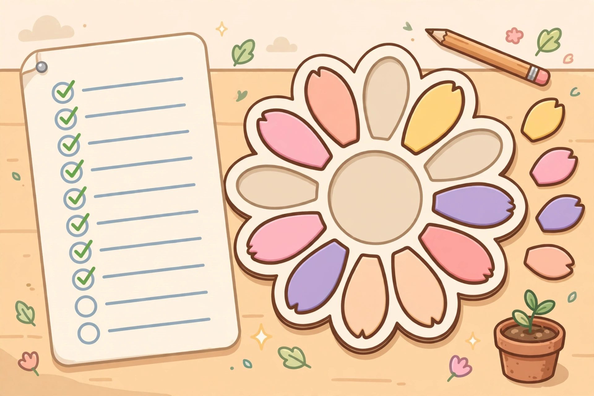 Building a twelve word list for a flower letter puzzle
