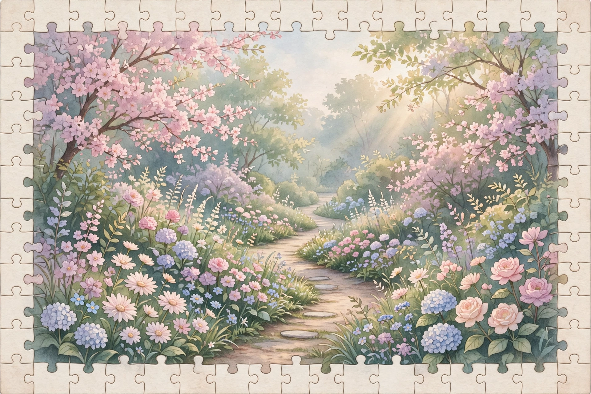 Zen Blossom game relaxing puzzles in a soft blooming garden scene